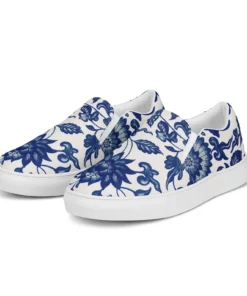 Blue And White Chinoiserie Canvas Slip On Ki64