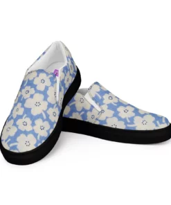 Blue Floral Canvas Slip On Ki75