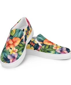 Hawaiian Floral Canvas Slip On Ki80
