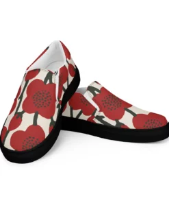 Red Poppies Canvas Slip On Ki63