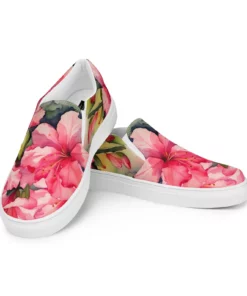 Watercolor Azalea Blossom Canvas Slip On Ki78