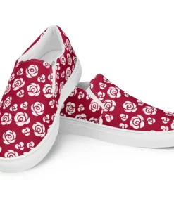 White Roses Canvas Slip On Ki60