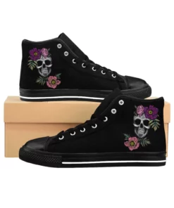 Women's Floral Skull High Top Sneakers Ki44