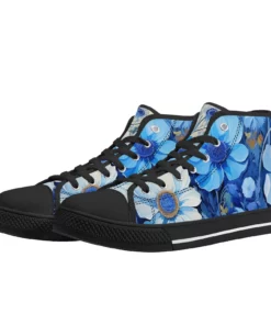 Blue Flowers High Top Sneakers KI49