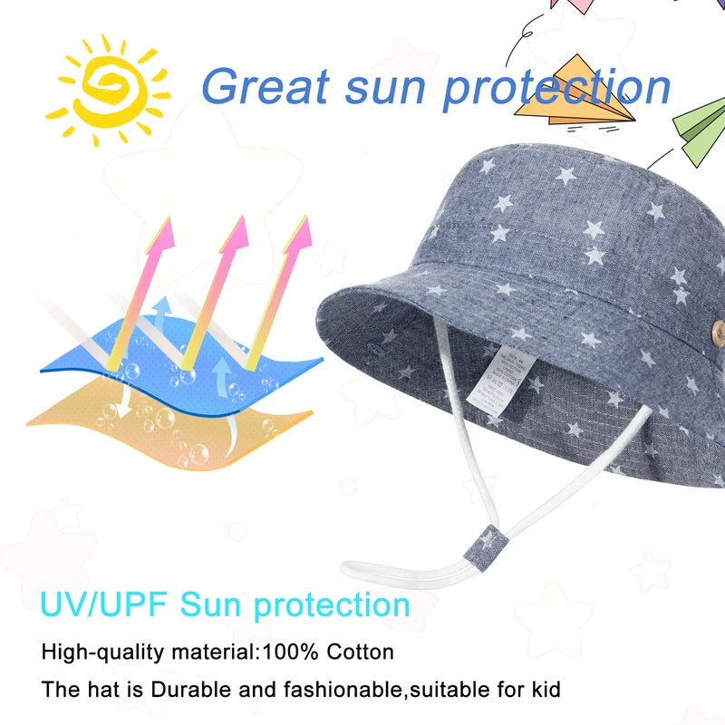 Cotton Cartoon Stars Printed Soft Baby Bucket Hat - Image 3