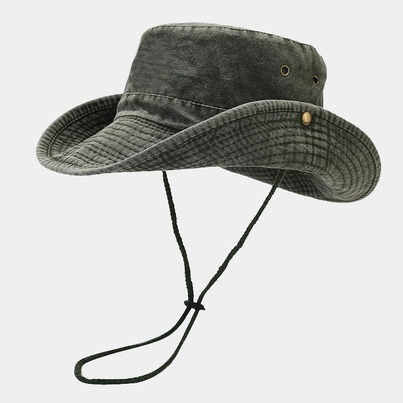 Denim Cowboy Bucket Hat with String Sun Hat - Image 15