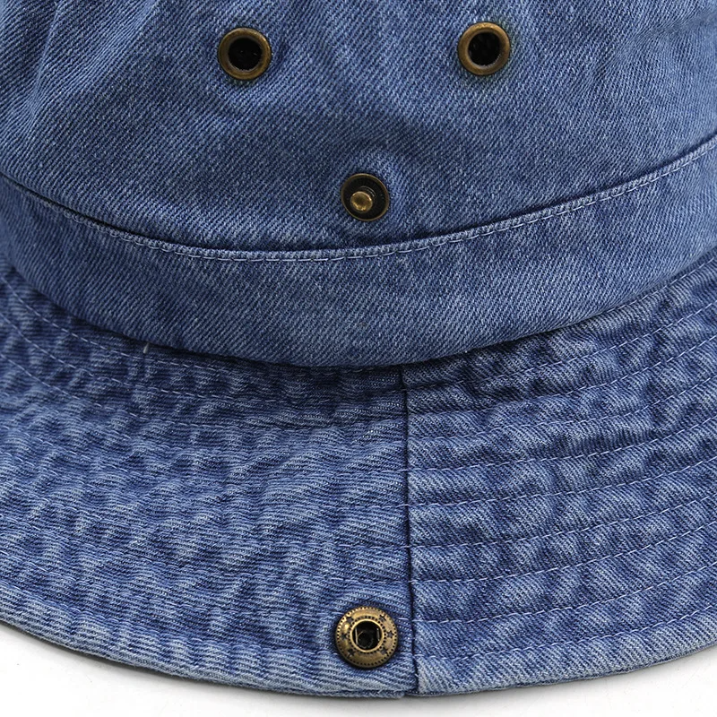 Denim Cowboy Bucket Hat with String Sun Hat - Image 9