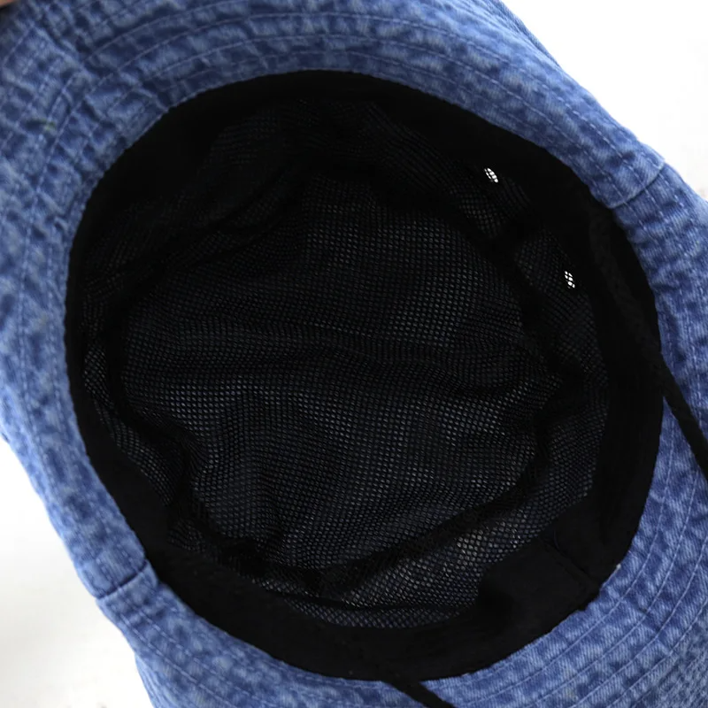 Denim Cowboy Bucket Hat with String Sun Hat - Image 8