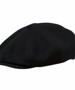 Eight Piece Wool Newsboy Cap-Black