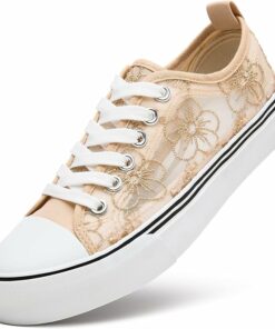 Apricot Flower Low Top Canvas Sneakers KI86