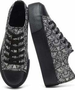 Black Platform Canvas Sneakers KI69