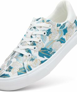 Blue Floral Canvas Sneakers KI79