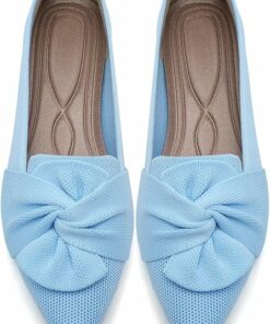 Blue Pointed Toe Ballet Flats KI34