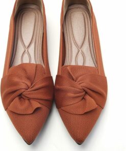 Brown Pointed Toe Ballet Flats KI39