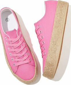 Casual Rose Red Platform Canvas Sneakers KI81