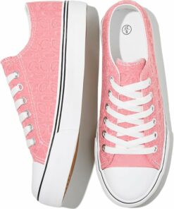 Embroidered Flower Low Top Canvas Sneakers KI83