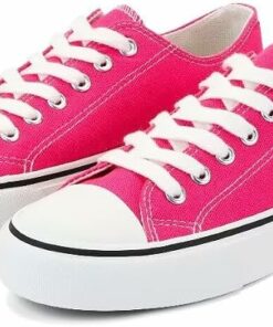 Fuchsia Lace Up Canvas Sneakers KI74