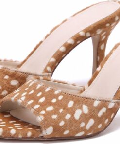 Fur Deer Print High Heel Mules KI44
