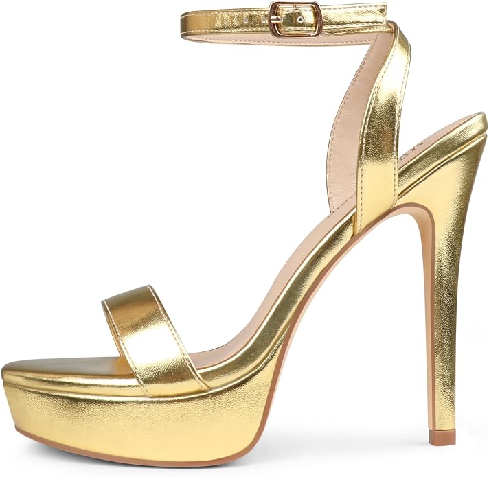 Gold Matte Open Toe Platform High Heels KI9