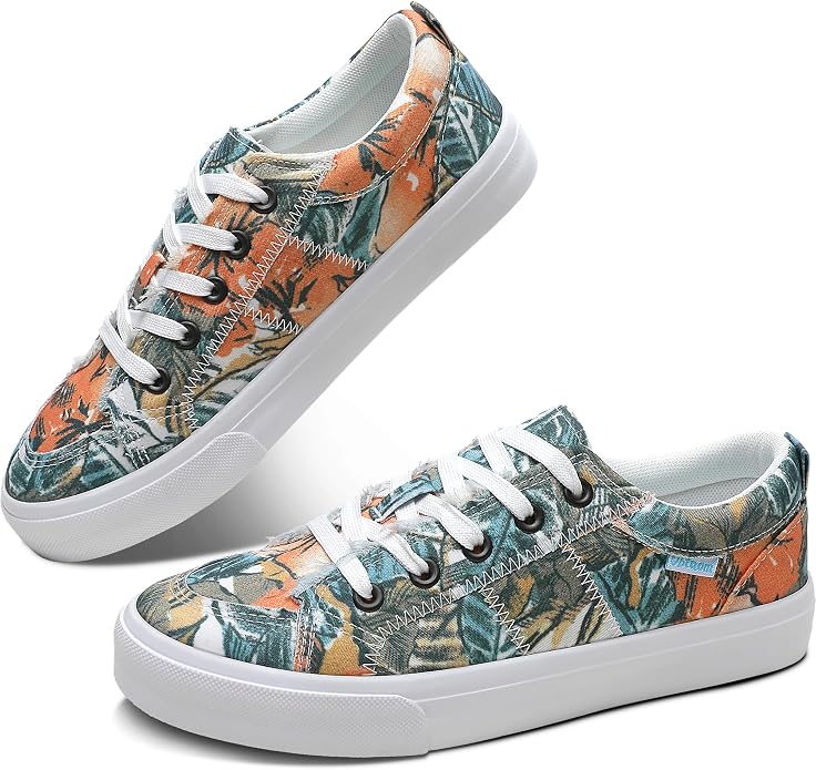 Multi Green Yellow Canvas Sneakers KI65