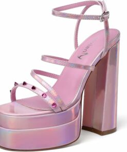 Pink Open Toe Platform High Heels KI4