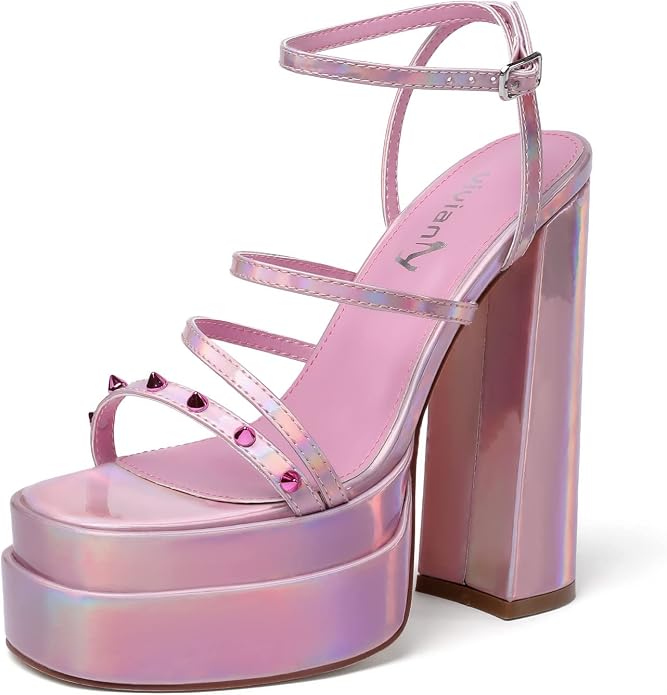 Pink Open Toe Platform High Heels KI4
