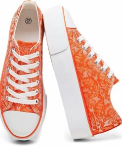 Orange Platform Canvas Sneakers KI68
