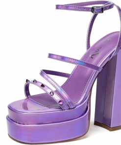 Purple Open Toe Platform High Heels KI2