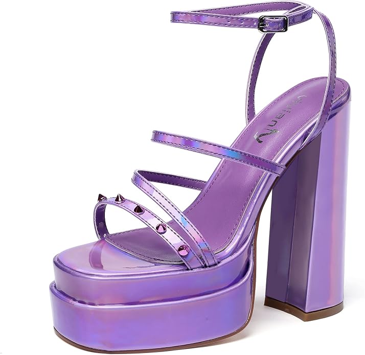 Purple Open Toe Platform High Heels KI2