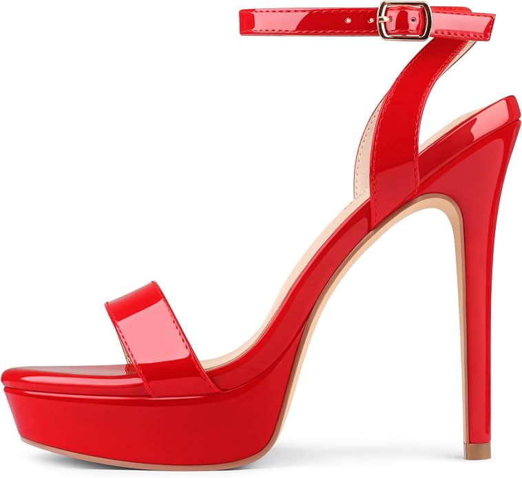 Red Patent Open Toe Platform High Heels KI8