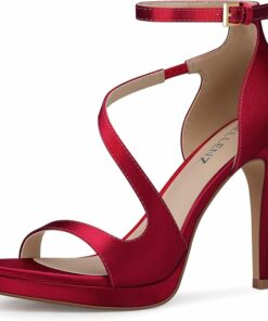 Women's Satin Red High Heels KI1
