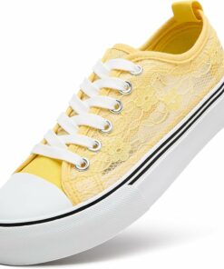 Yellow Flower Low Top Canvas Sneakers KI84
