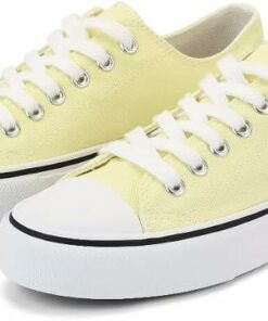 Yellow Lace Up Canvas Sneakers KI75
