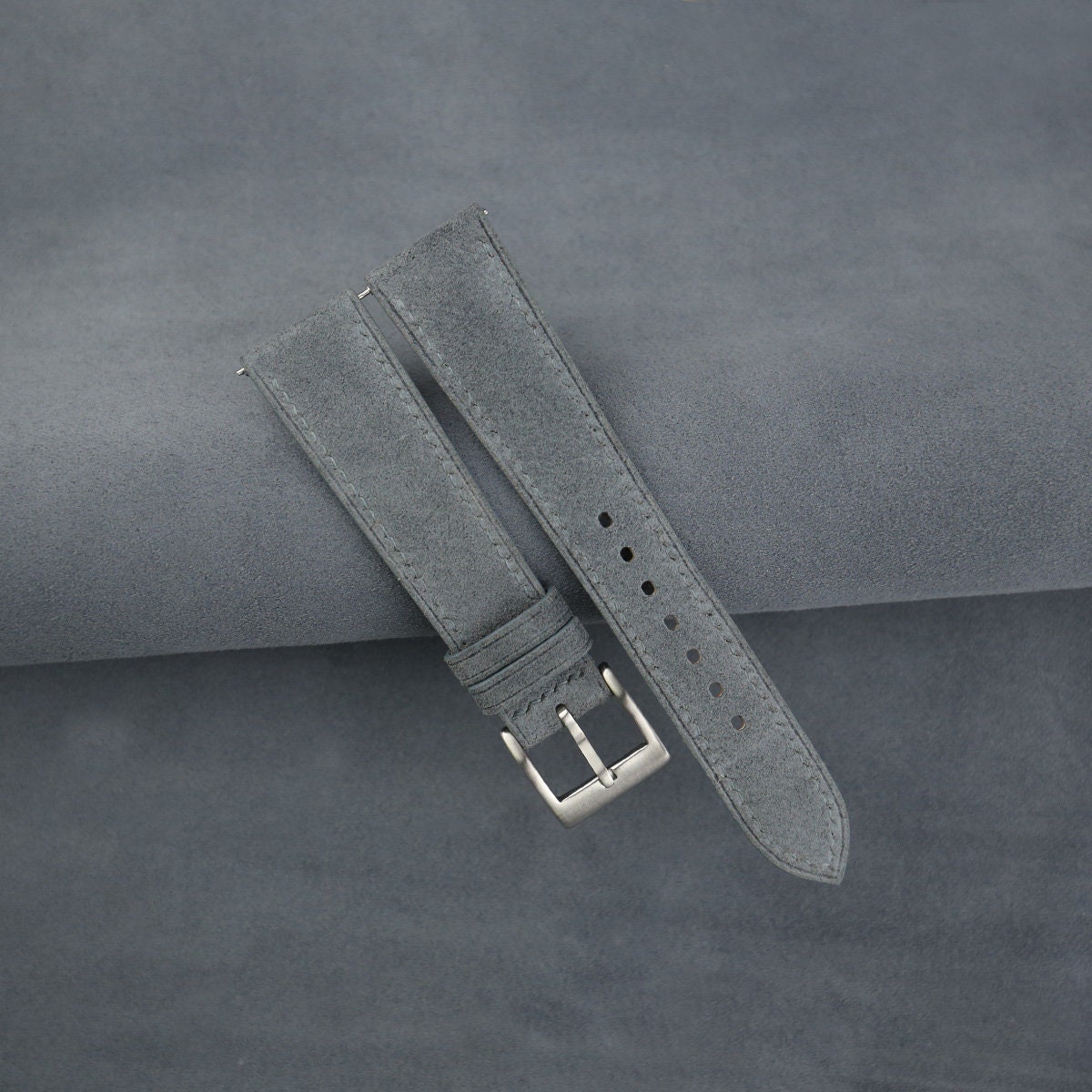 Suede Leather Watch Strap in Graphite Grey · Handmade in Saigon - Image 2