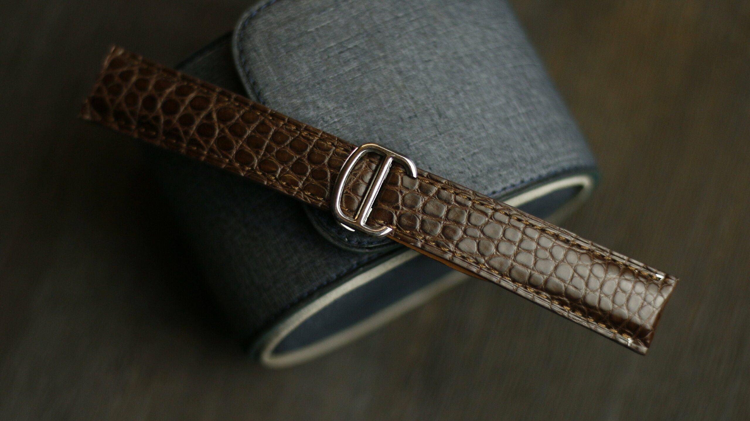 Alligator Leather Watch Strap in Chocolate · Handmade in Saigon - Image 2