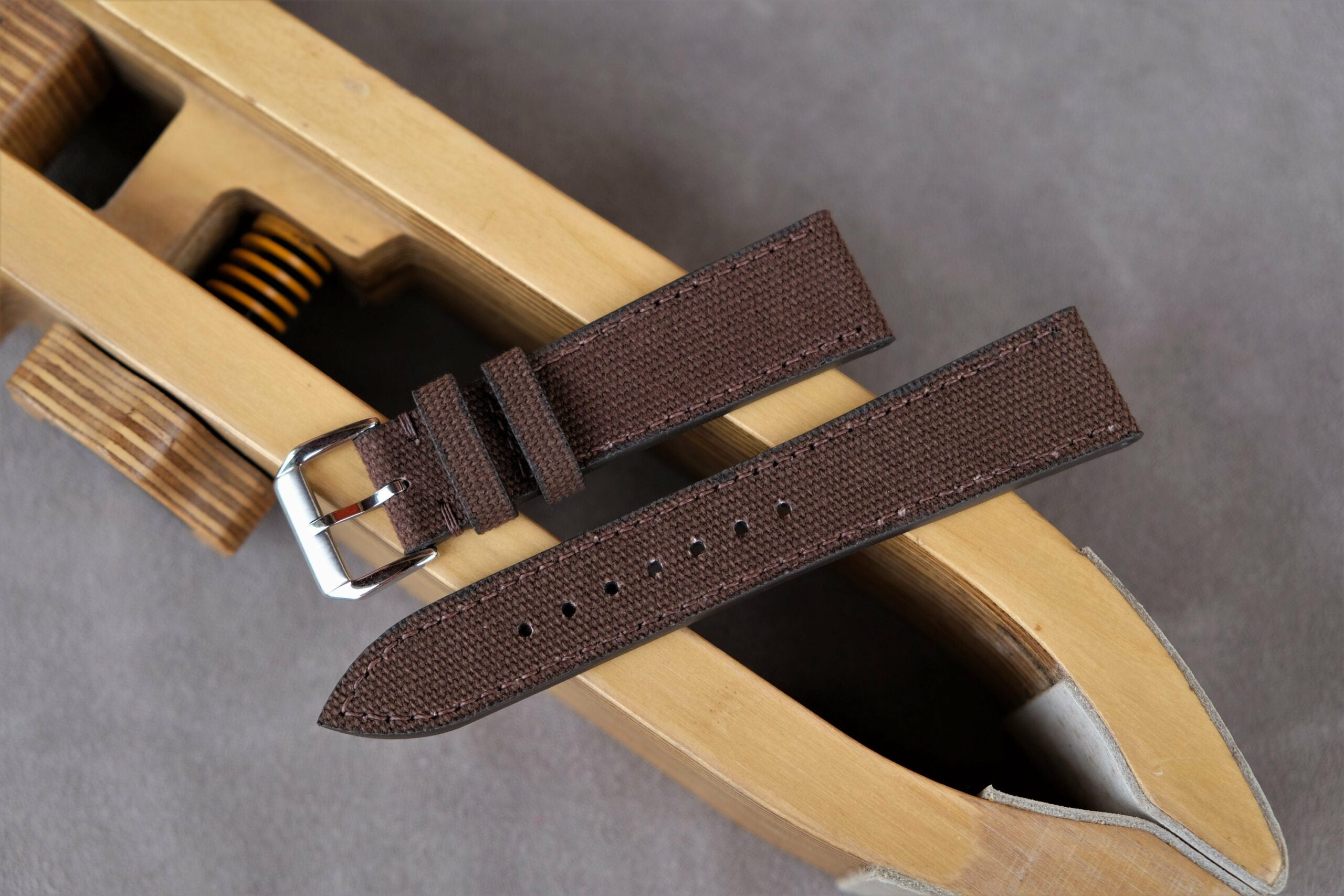 Canvas Watch Strap in Chocolate Brown · Handmade in Saigon - Image 2