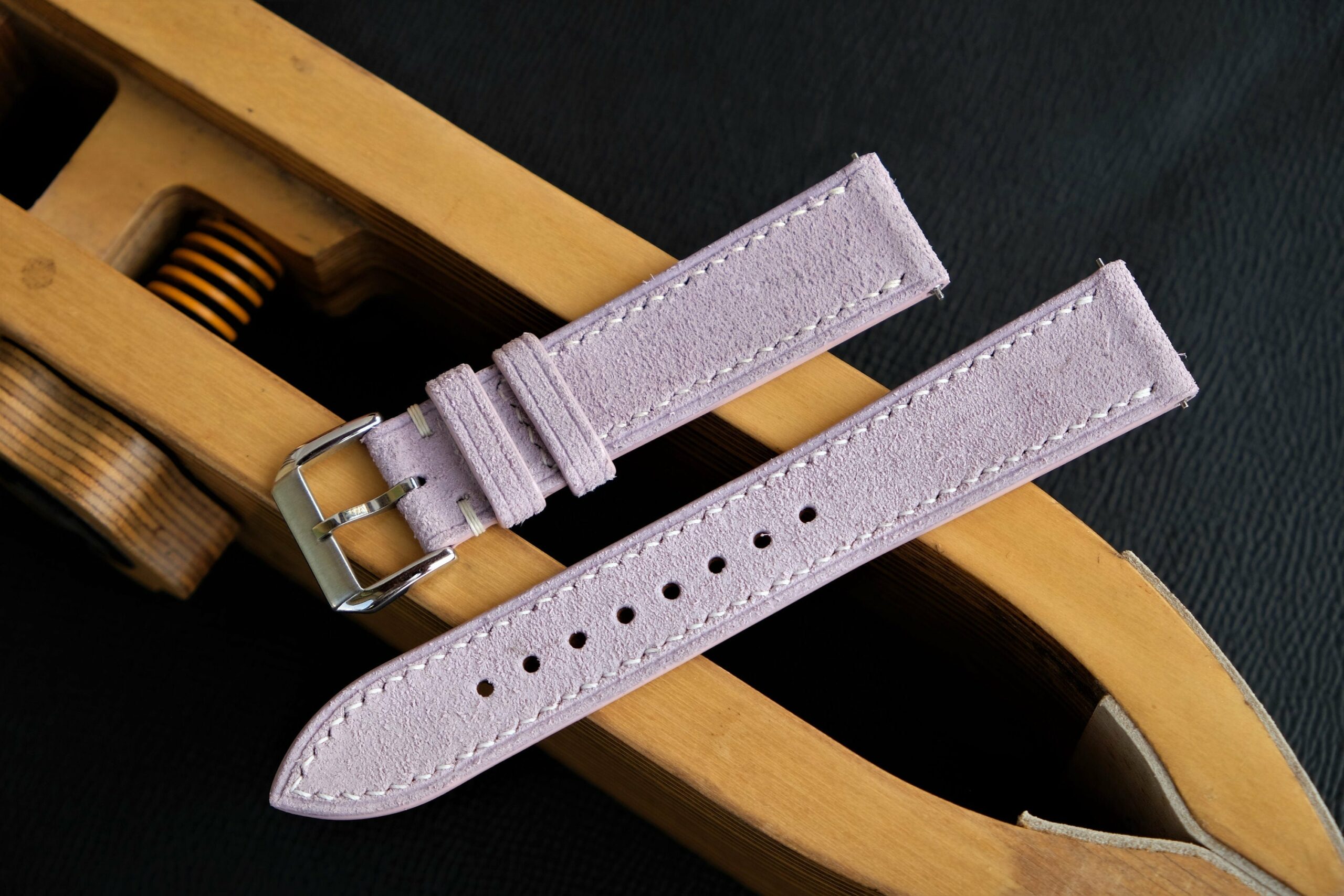 Suede Leather Watch Strap in Purple · Handmade in Saigon - Image 2