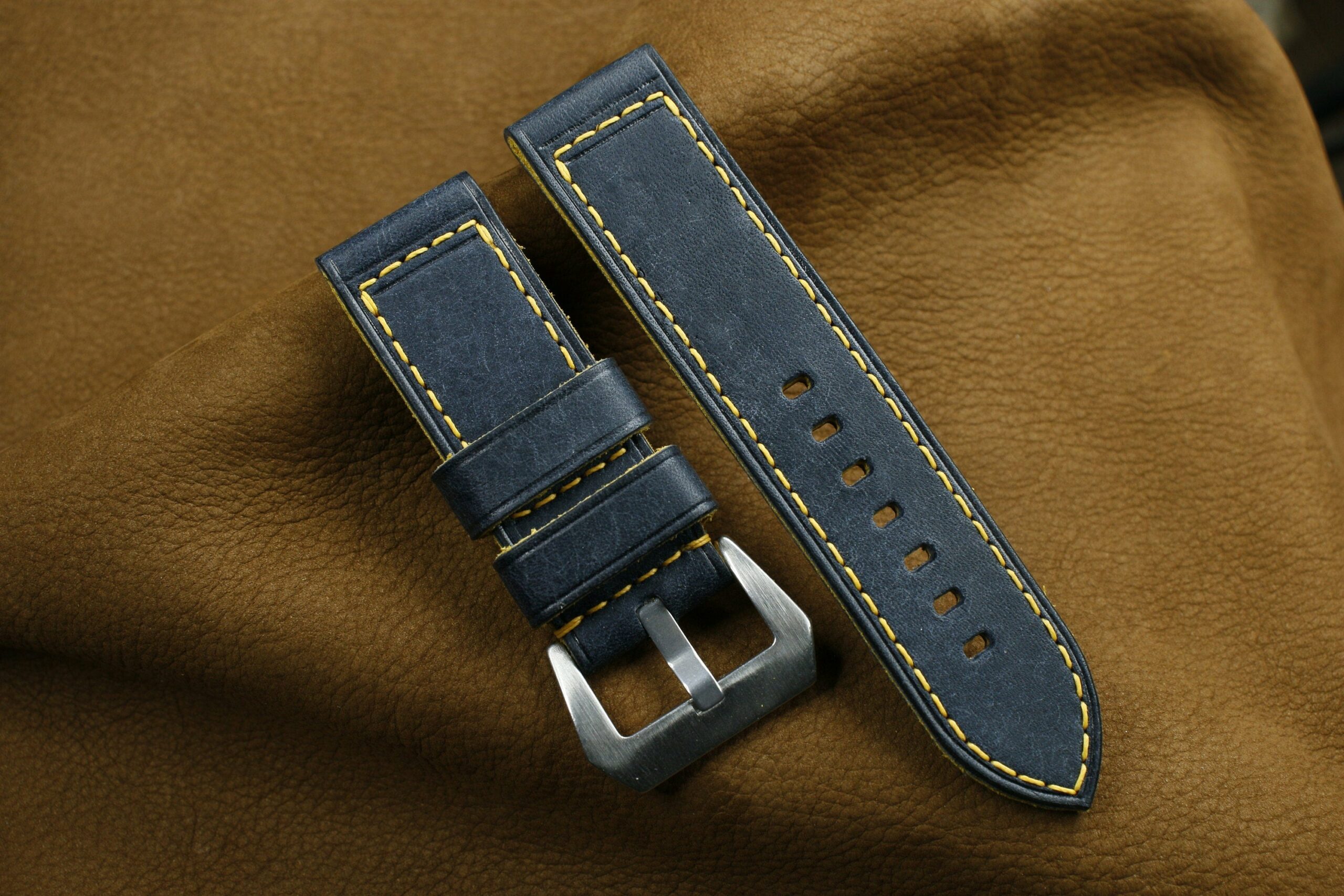 Pueblo Leather Watch Strap in Navy · Handmade in Saigon - Image 2