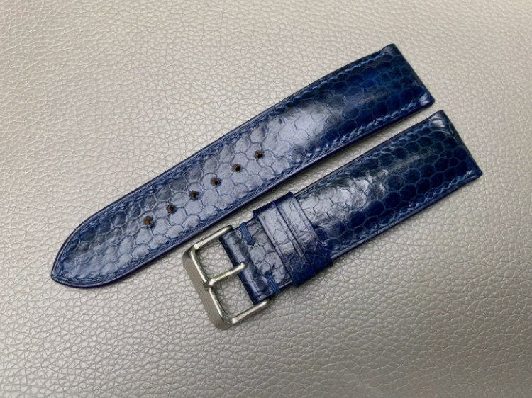 Python Leather Watch Strap in Navy Blue · Handmade in Saigon - Image 2