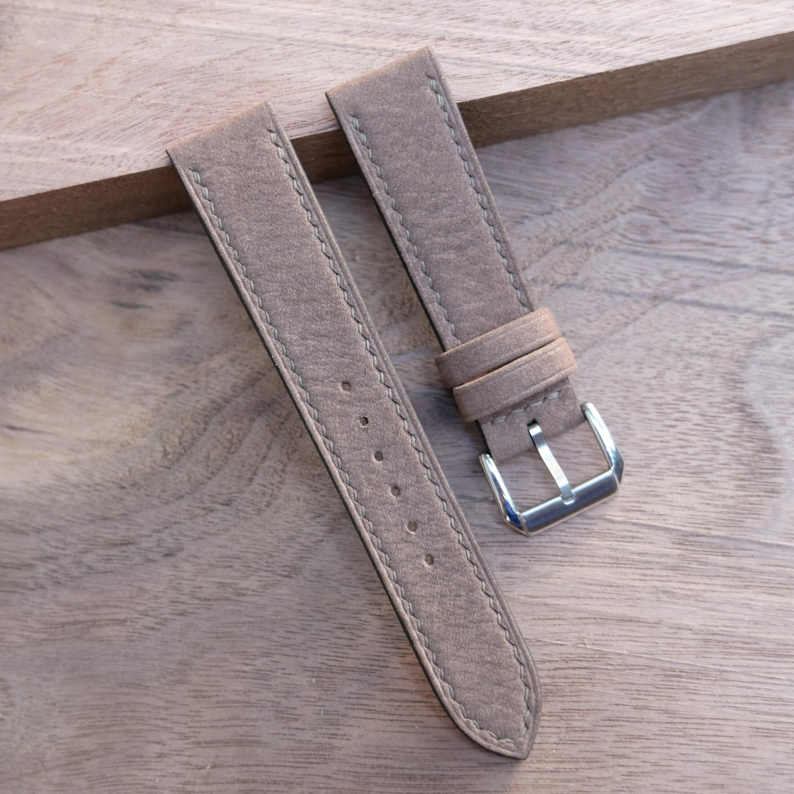 Nubuck Leather Watch Strap in Taupe · Handmade in Saigon - Image 2