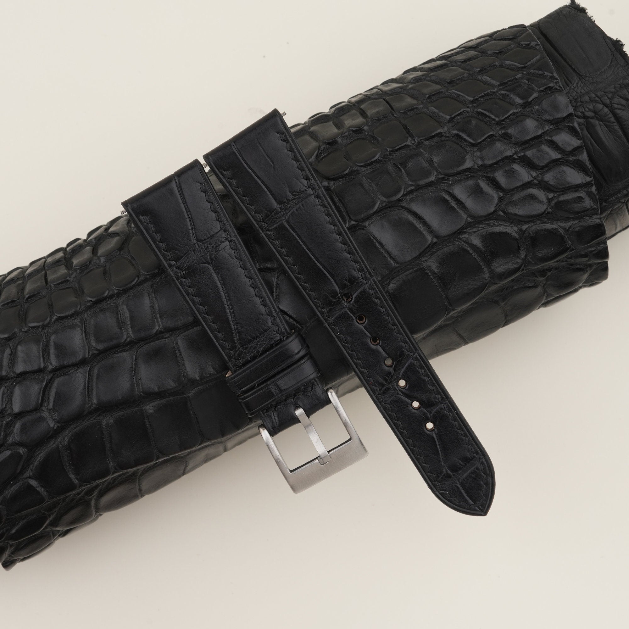 Alligator Leather Watch Strap in Black · Handmade in Saigon - Image 2