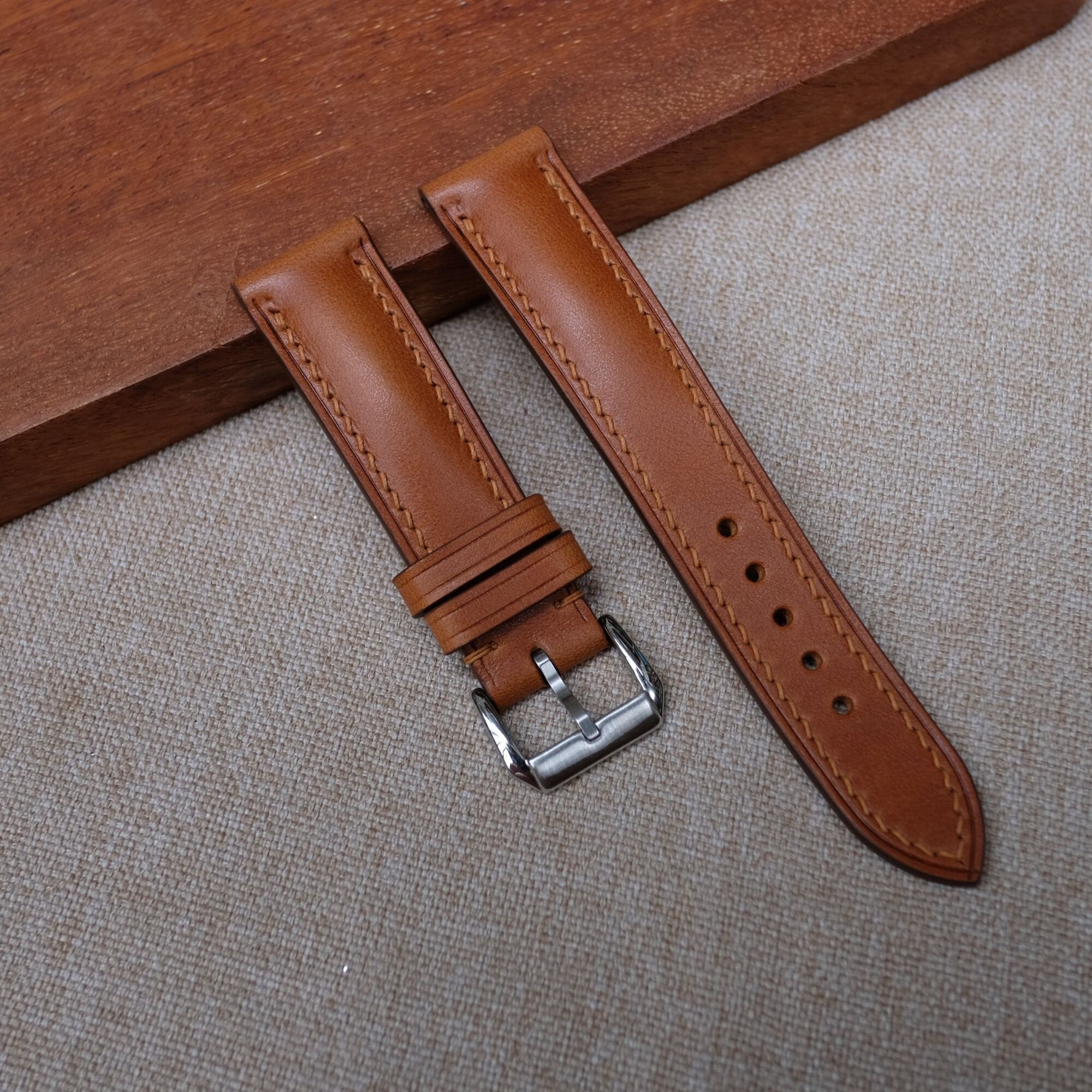 Vachetta Leather Watch Strap in Brown · Handmade in Saigon - Image 2