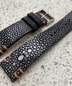 Stingray Leather Watch Strap in Violet Black · Handmade in Saigon