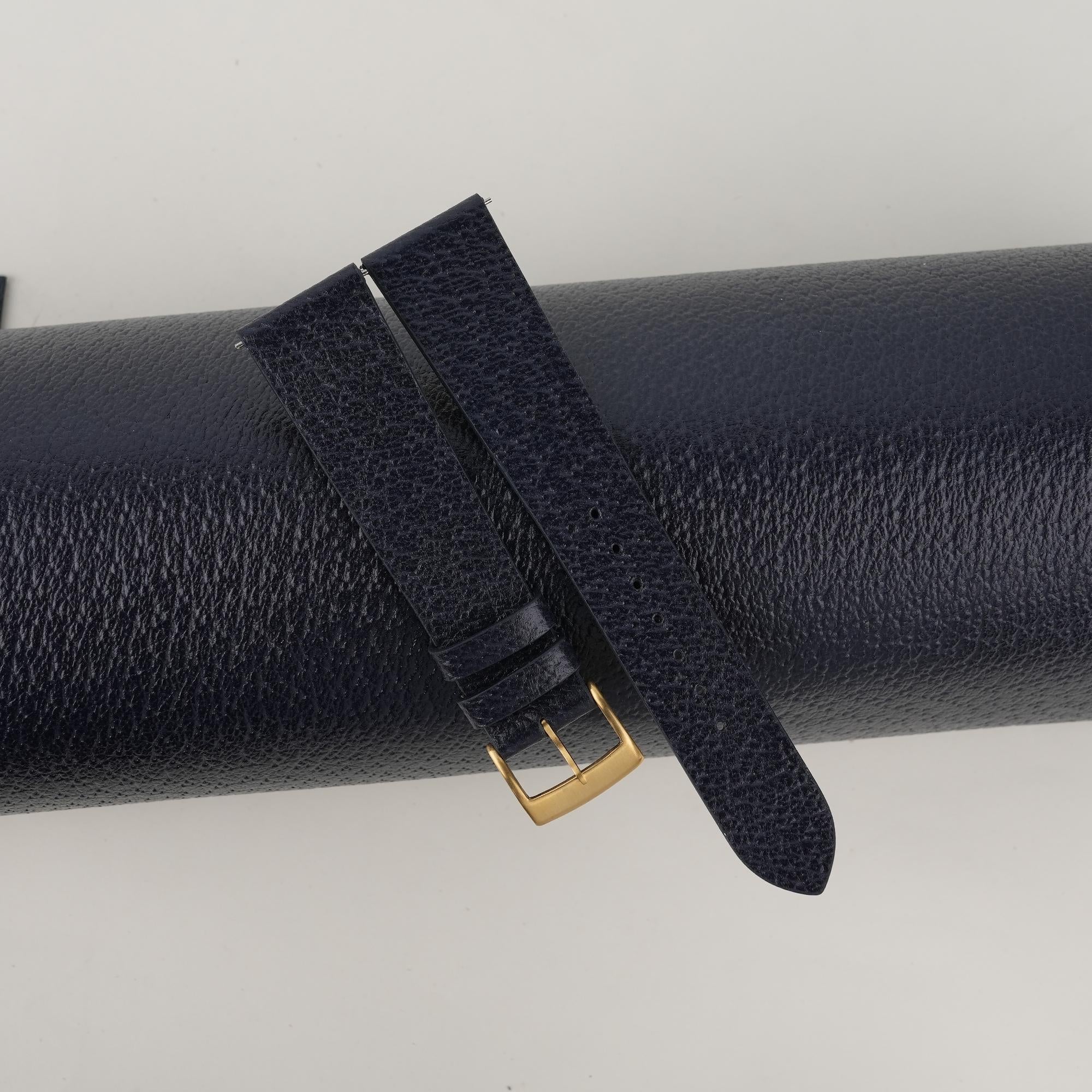 Peccary Leather Watch Strap in Navy · Handmade in Saigon - Image 2