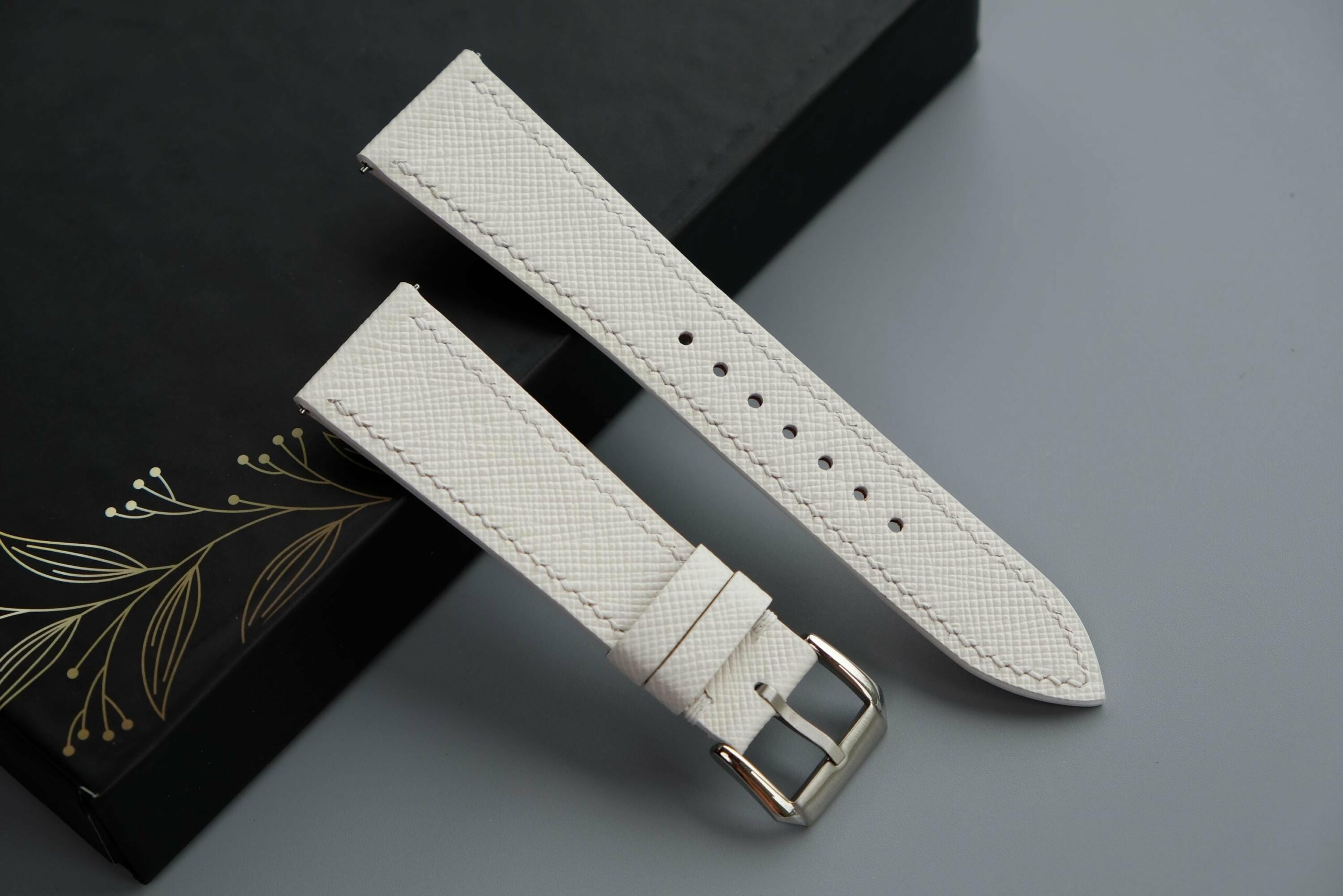Saffiano Leather Watch Strap in White · Handmade in Saigon - Image 2