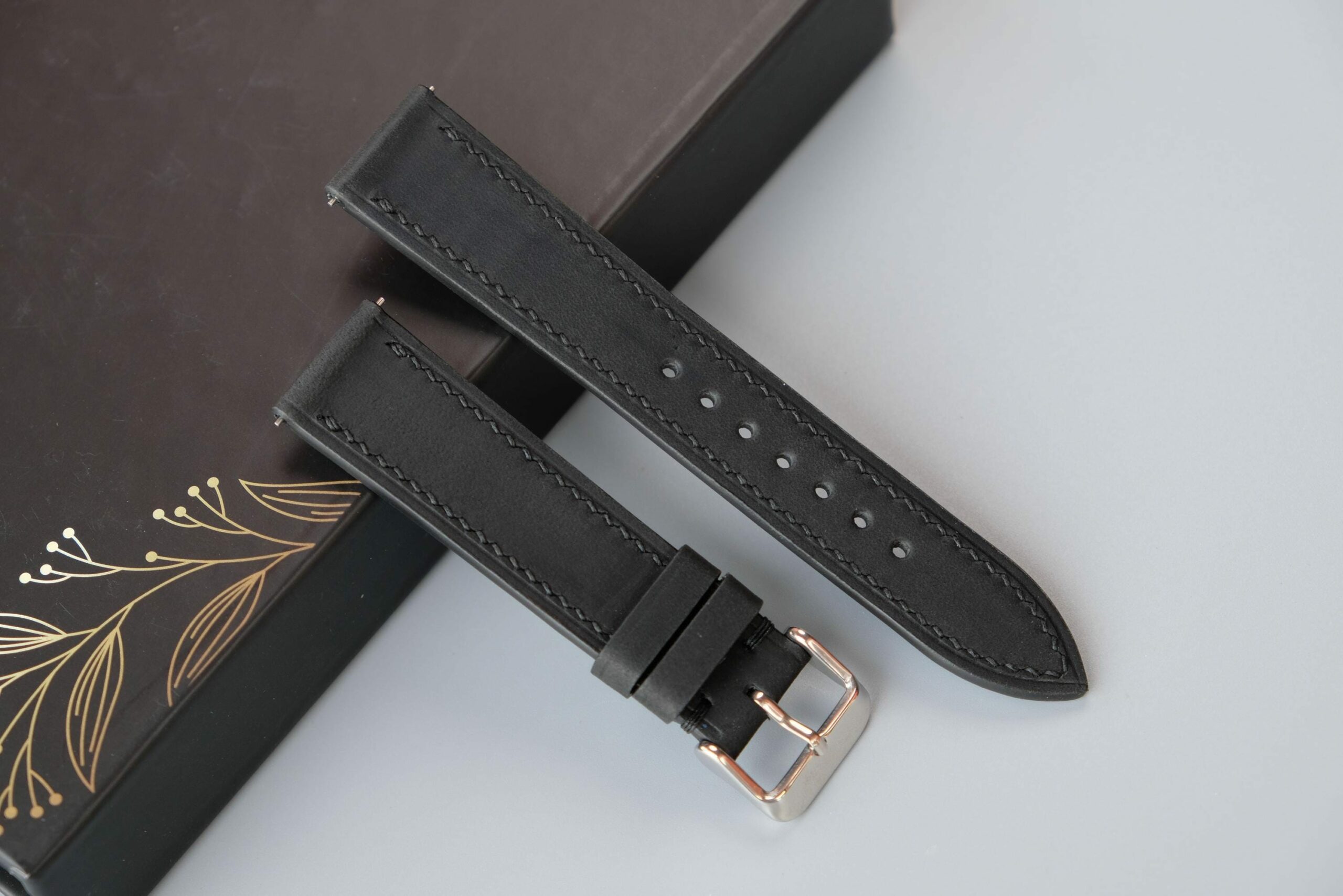 Waxed Leather Watch Strap in Black · Handmade in Saigon - Image 2