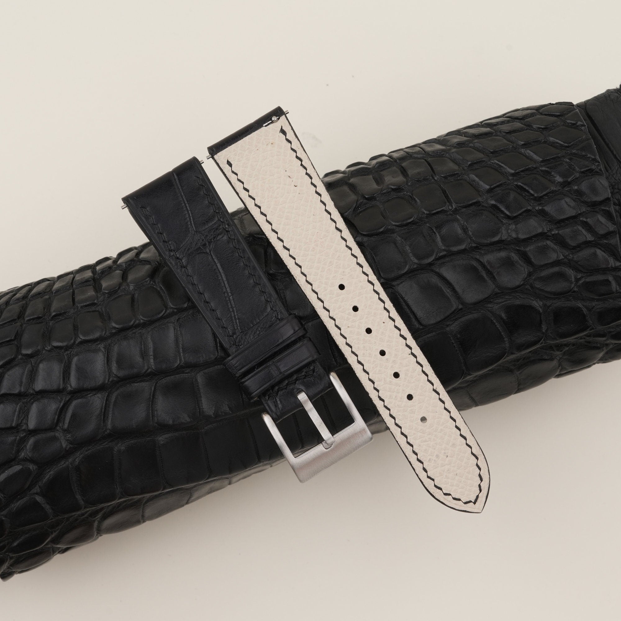 Alligator Leather Watch Strap in Black · Handmade in Saigon - Image 3