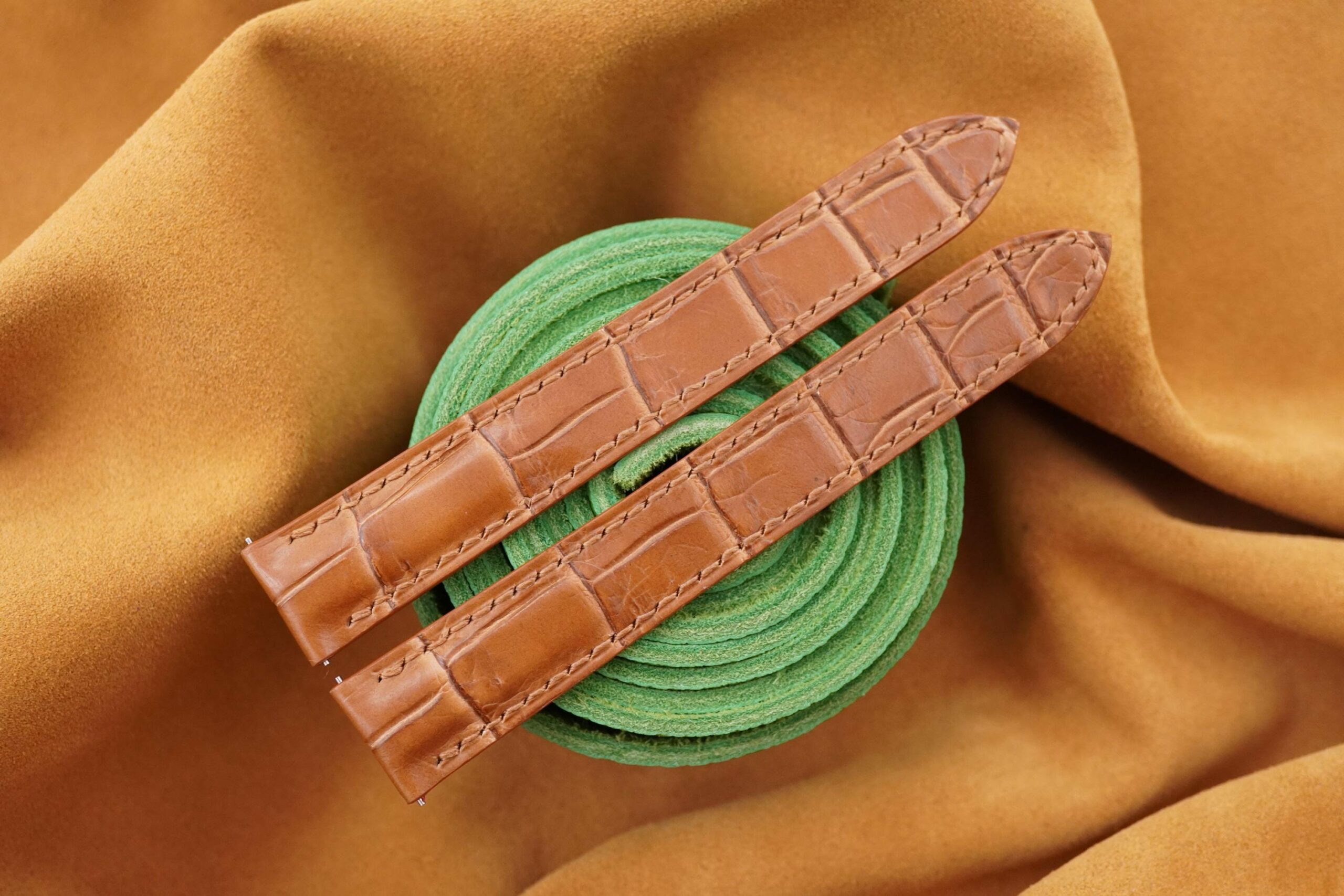 Alligator Leather Watch Strap in Honey Brown · Handmade in Saigon - Image 3