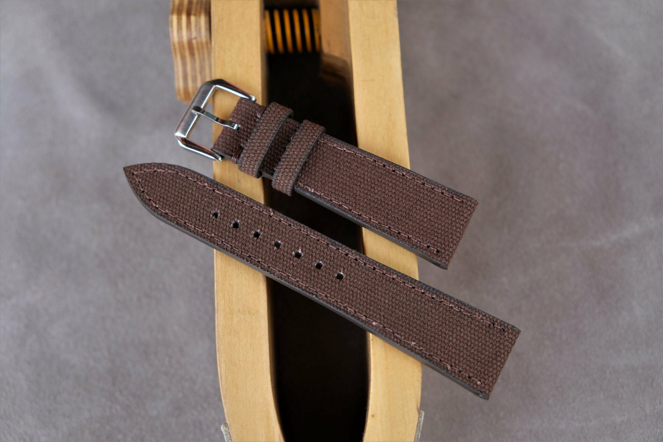 Canvas Watch Strap in Chocolate Brown · Handmade in Saigon - Image 3