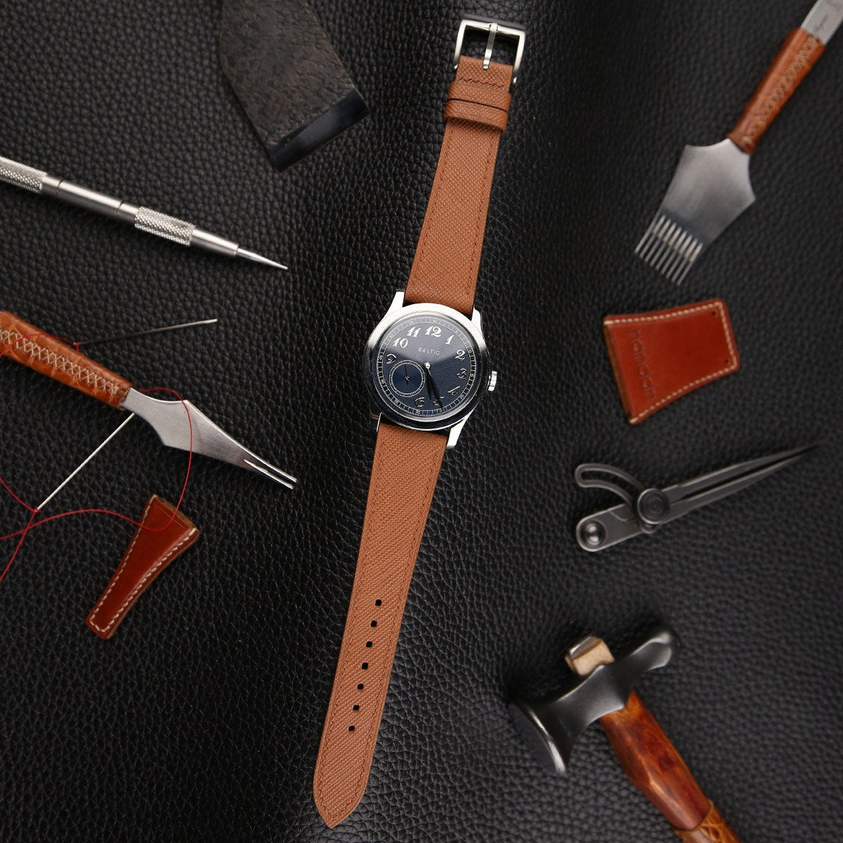Saffiano Leather Watch Strap in Golden Brown · Handmade in Saigon - Image 3